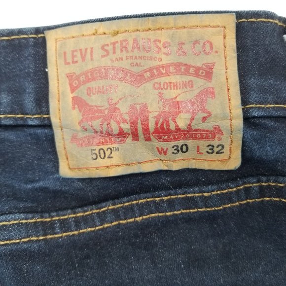 2 of Levis 502 Jeans Mens  Premium Regular Taper Dark Wash Stretch 30x31 - Picture 7 of 9